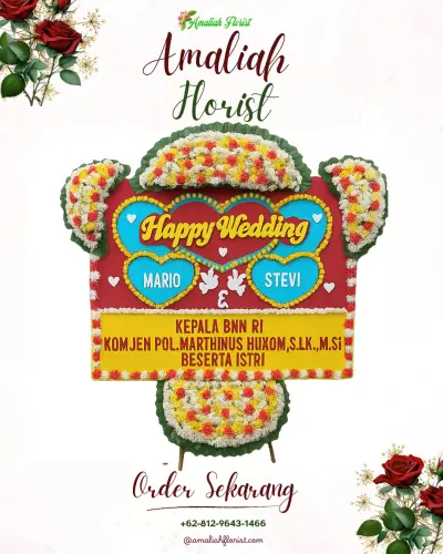 Karangan Papan Bunga Pernikahan di Mekarmulya